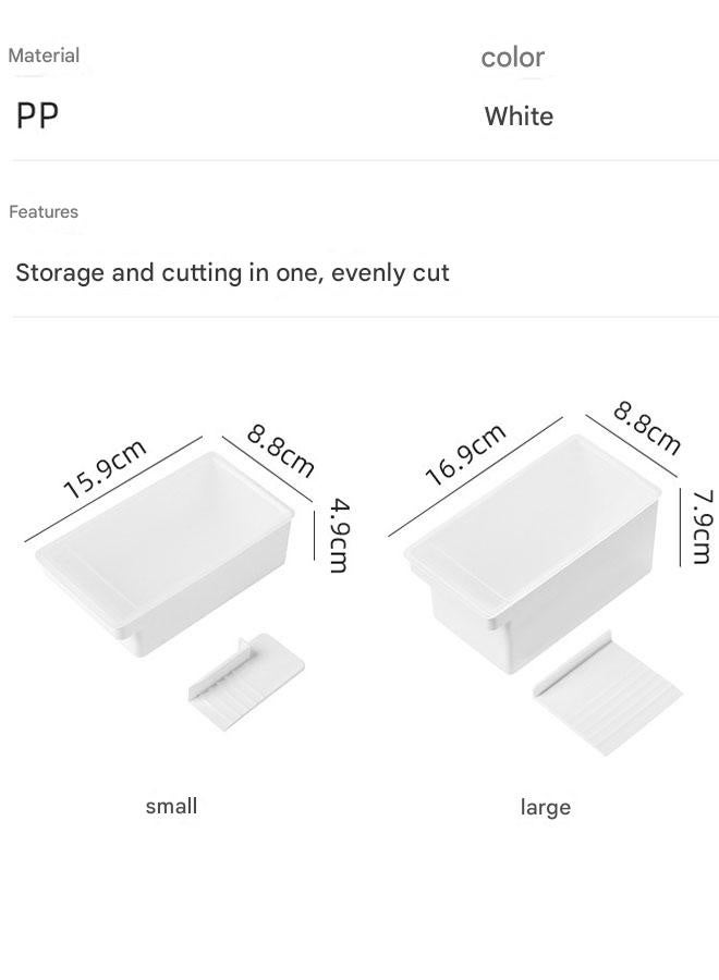 كيلا علبة تقطيع زبدة بغطاء، قطعتان، حاوية تخزين لقطاعة الجبن في المطبخ، علبة تقطيع كمية 10 غرام مع أداة فرد، منظم محكم الإغلاق لحفظ زبدة الخبز، تصميم صغير الحجم مضاد للروائح - Image 5